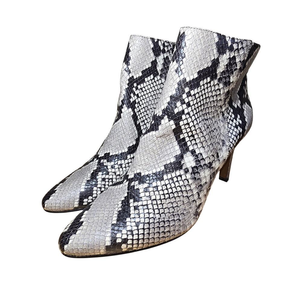 Banana Republic Leather Women’s Ankle Boots US Size 8 M Snake Print 3.5” Heel